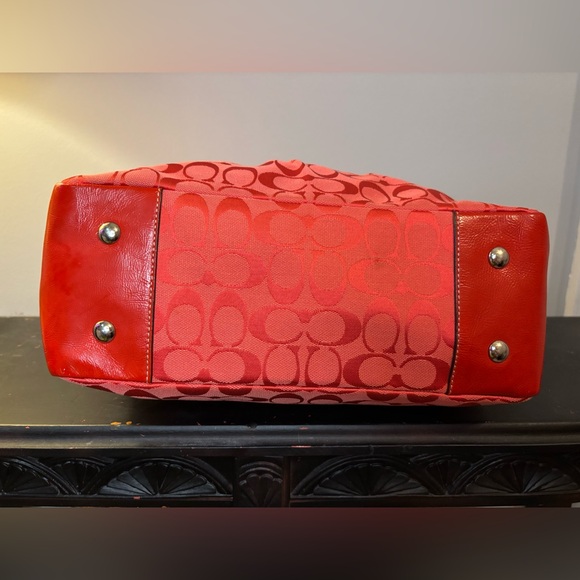 Coach Red Signature Jacquard Tote Bag 2009 EUC - Picture 5 of 9